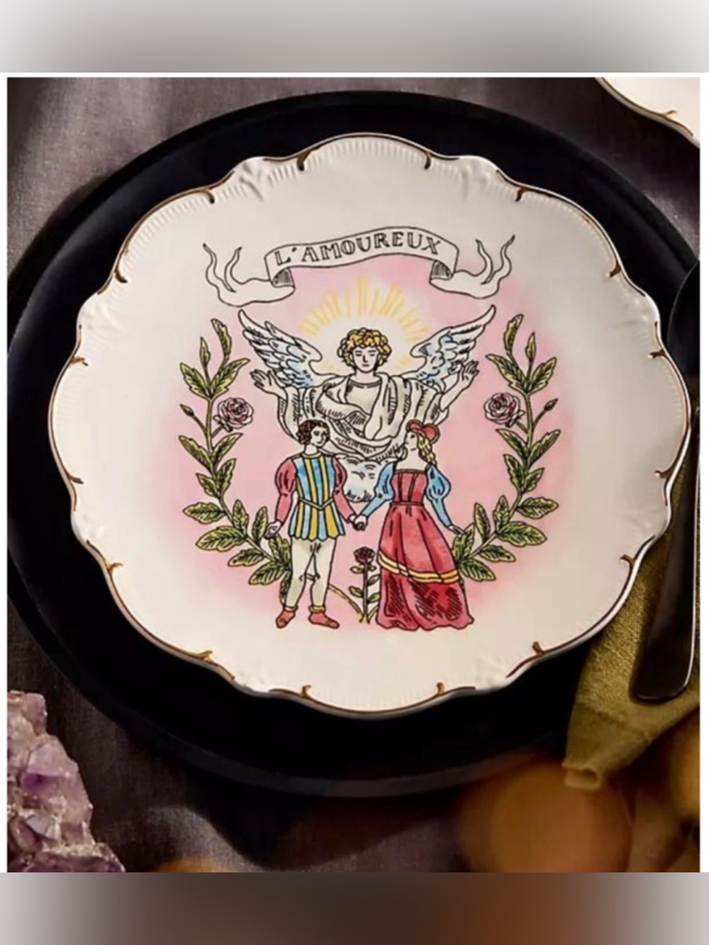 New - Anthropologie x Terrain Tarot Stoneware Plate, L’Amoureux Lovers
